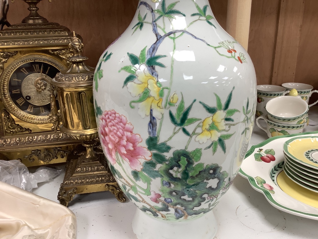 A pair of Chinese famille rose vases, height 40cm